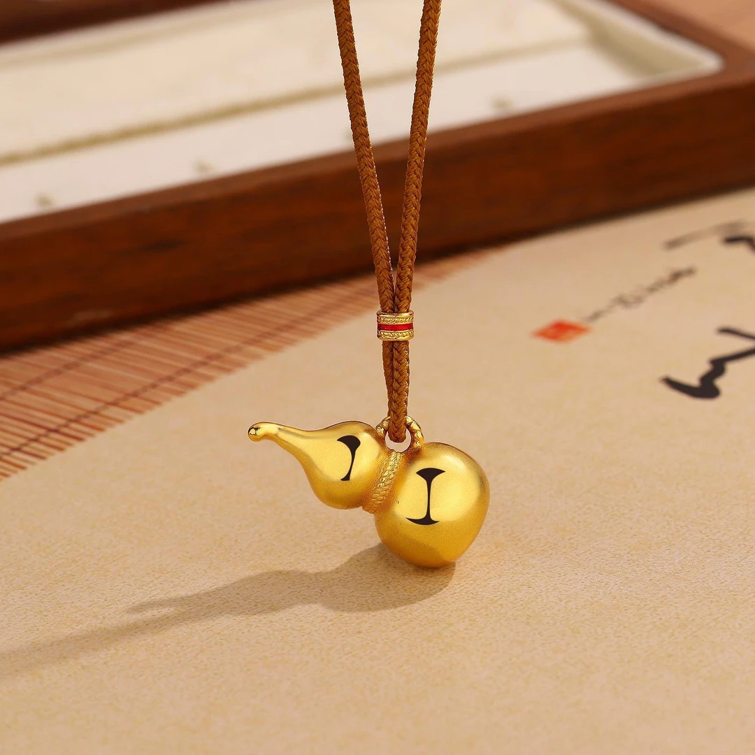 非金属布艺项链 王嘉尔同款金色福禄葫芦项链国潮精美百搭不掉色