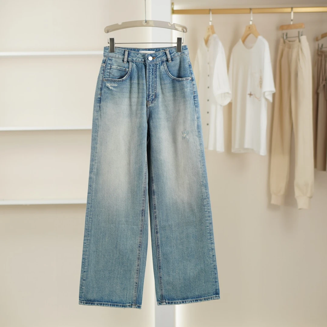 麦迪尚品【百JH】5042753 春秋简约百搭牛仔阔腿长裤品牌撤柜女装