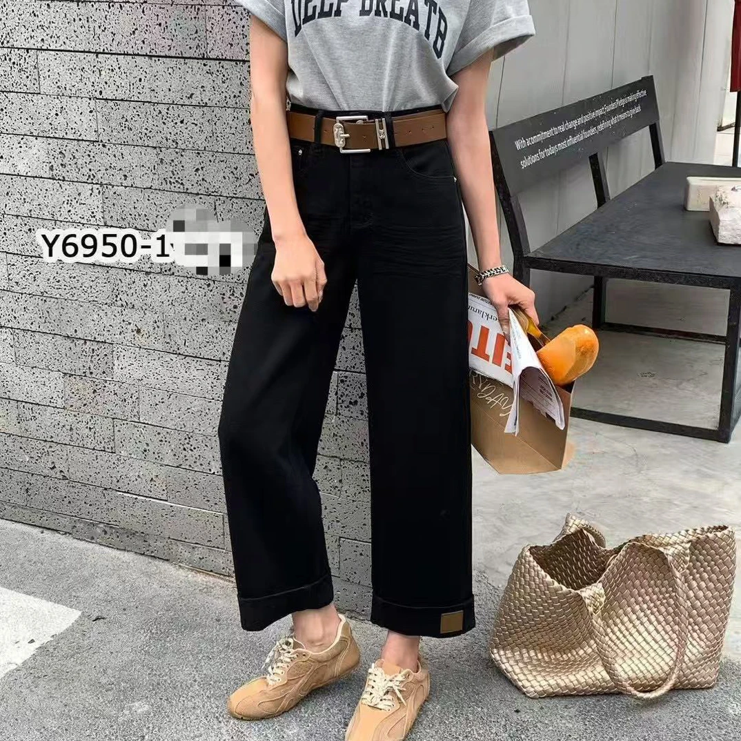 裤长94左右 宽边小直筒法棍裤6950
