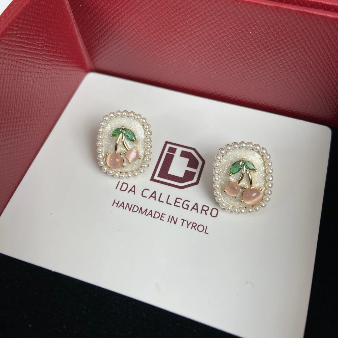 铜合金耳饰 《货号9090》油画樱桃耳钉