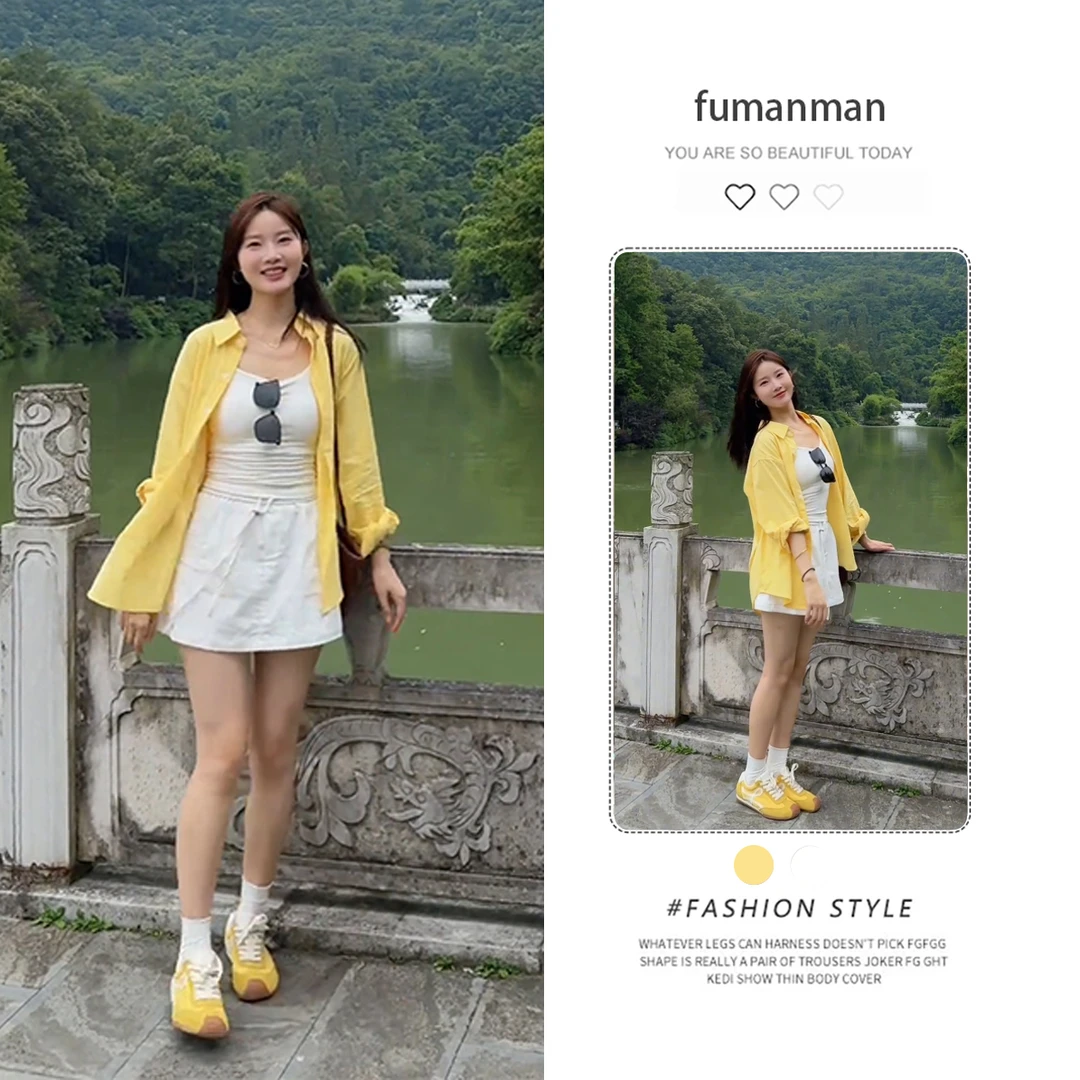 秋季套装女2025新款韩版慵懒风衬衫小吊带搭配显瘦休闲短裙两件套