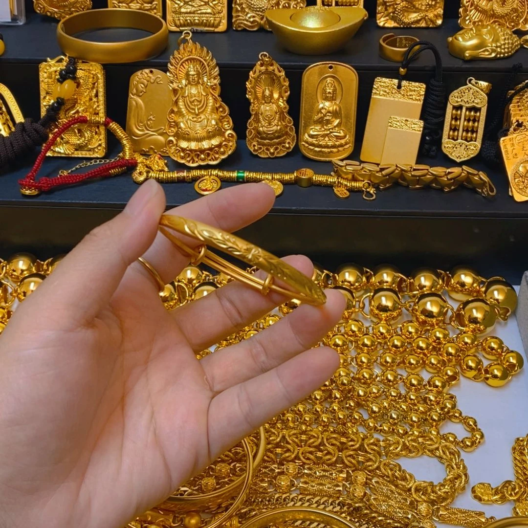 合金无推拉小花细手镯