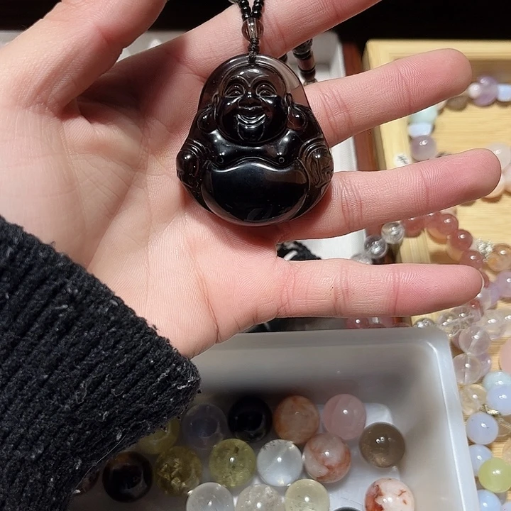 水晶珠宝半成品未镶嵌笑佛