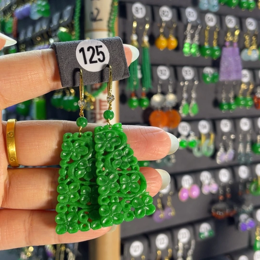 银S925镶嵌翡翠耳饰125