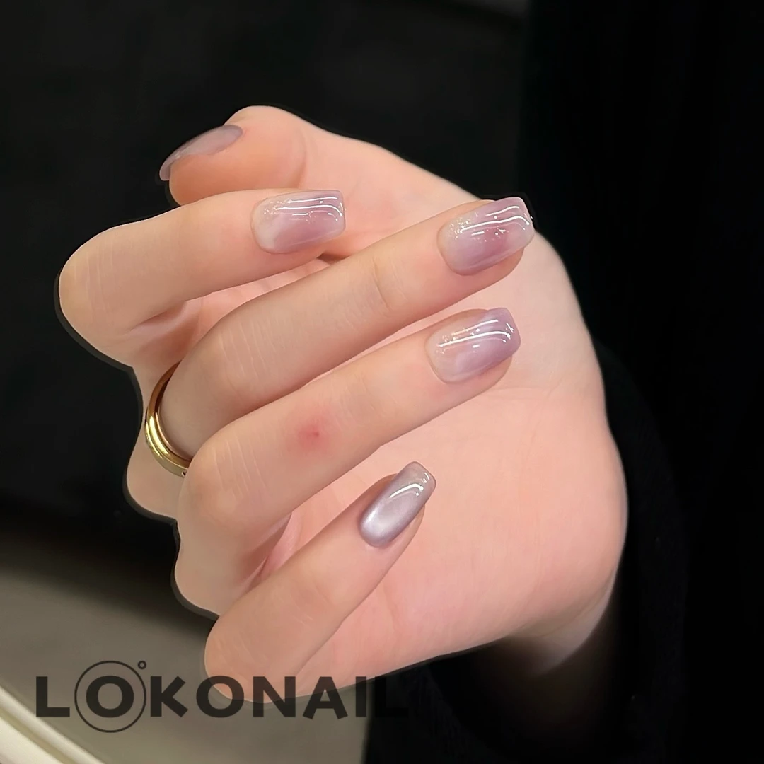 「香炉紫烟」紫色猫眼晕染冰透高级气质国风纯手工穿戴甲