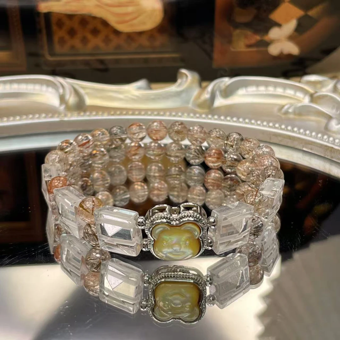 《幻想曲》黑金超七搭配白水晶手牌1124 颜色微差 多样性发一