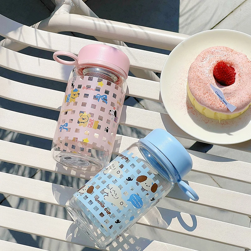 舍里可爱水杯女生新款2025高颜值带茶隔夏天季小巧玻璃杯女随手杯