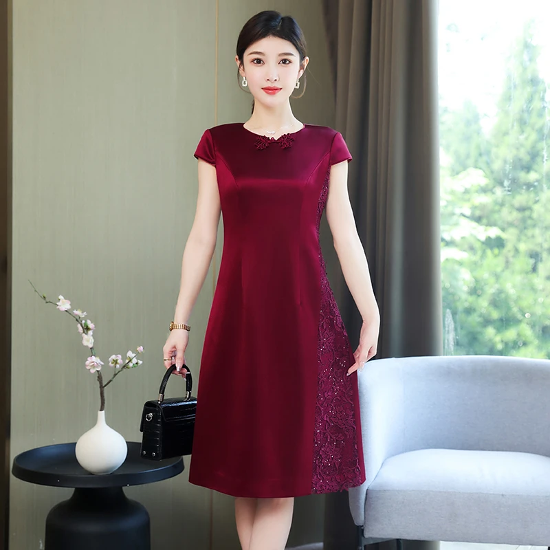 高级感连衣裙女2025年夏季上档次婚礼妈妈装婚宴礼服喜婆婆装敬酒