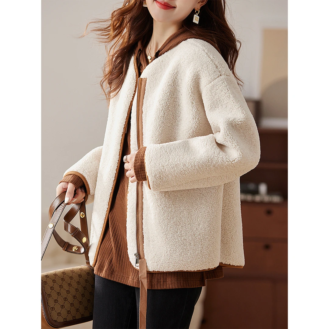 衣品乐时尚百搭皮毛一体外套女秋冬2025新款欧货宽松洋气显瘦上衣