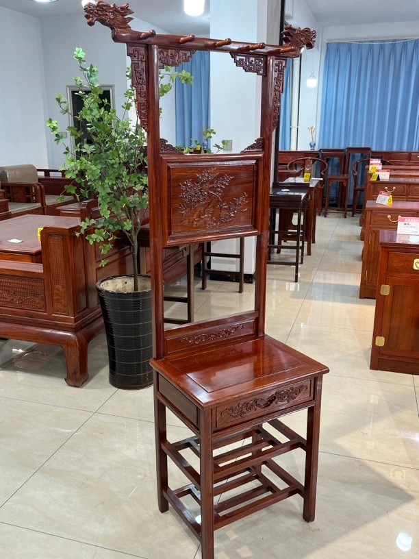 国标红木刺猬紫檀衣帽架鞋柜一体落地家用衣帽架房间卧室家用