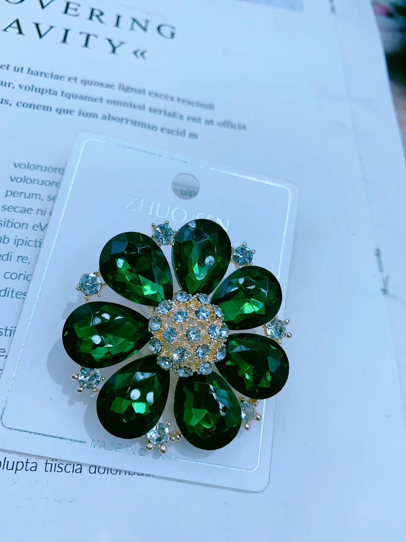 合金玻璃胸针 绿色妈妈款胸针 粉丝福利