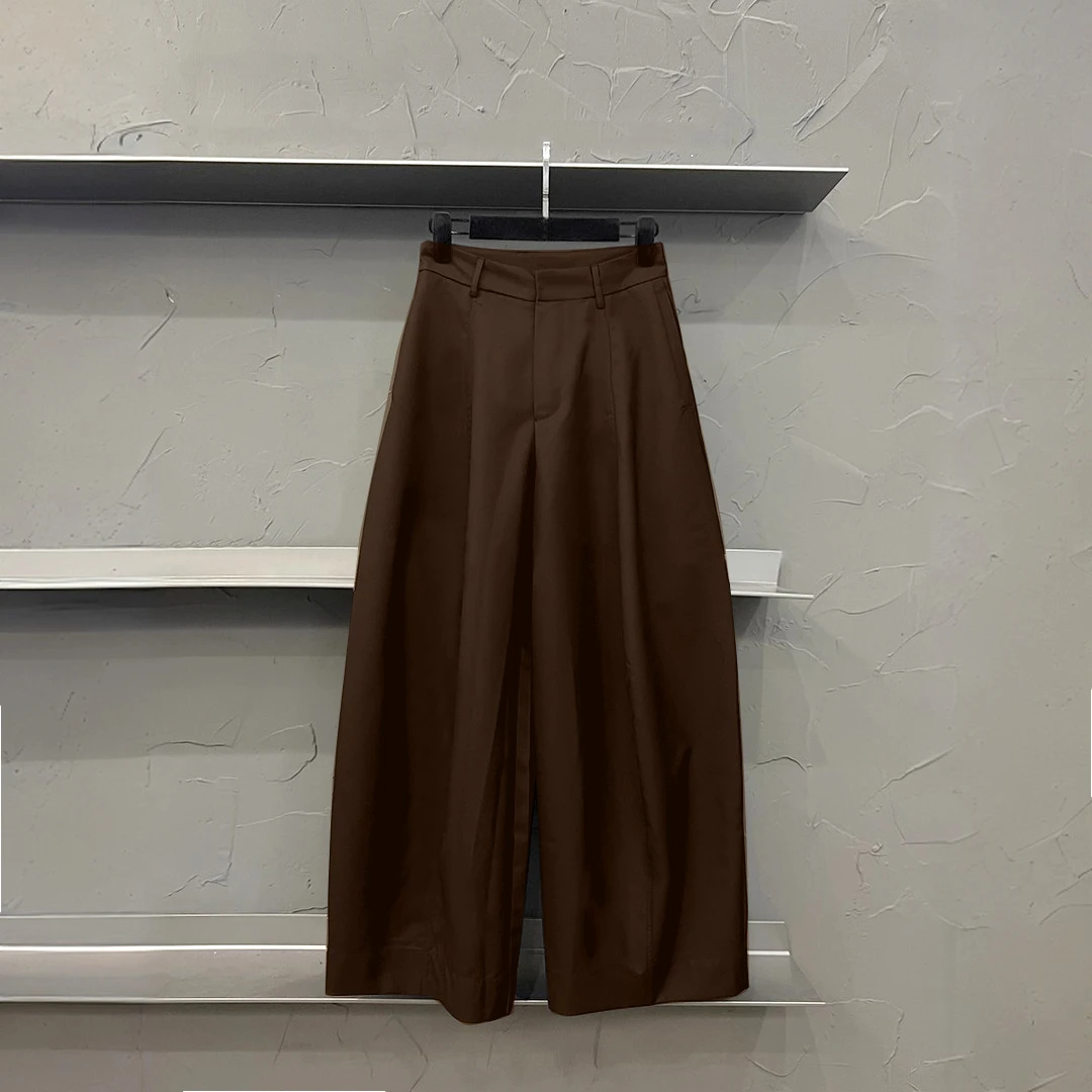 2025年秋季新款显瘦高端欧货百搭高腰休闲宽松阔腿直筒裤女西装裤