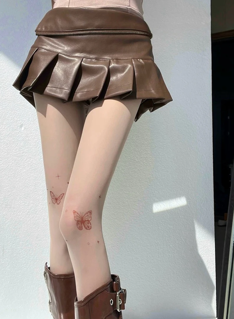 妮妮家8225纯欲蝴蝶印花打底连裤袜