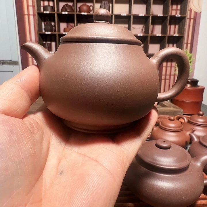 茶壶紫泥清**扬紫砂壶 黄龙山料青灰紫