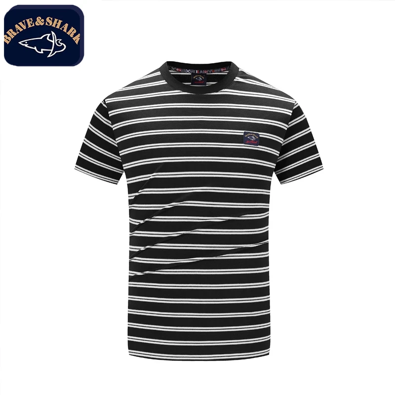 【云云精选】夏季新款条纹休闲冰丝凉感圆领短袖T恤2501