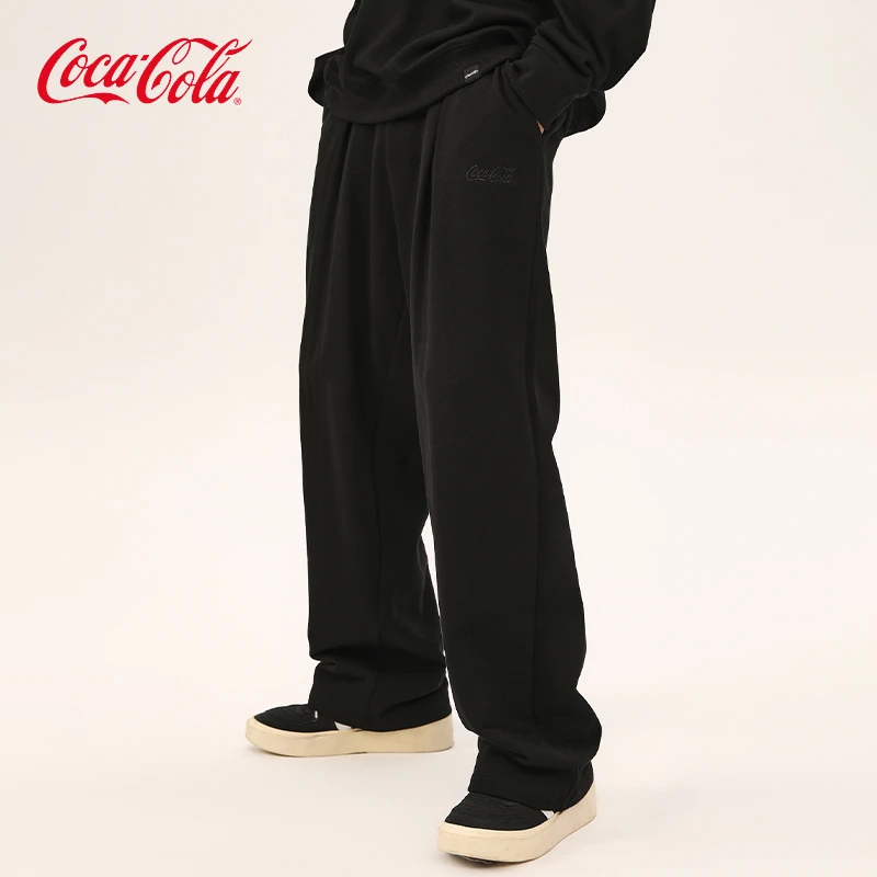 Coca-Cola/可口可乐裤子男打褶爆款秋冬新款阔腿男士休闲裤直筒裤