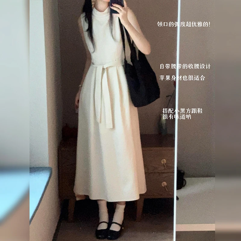 赫本风白色无袖背心连衣裙子女夏季2025新款茶歇法式气质绝美长裙
