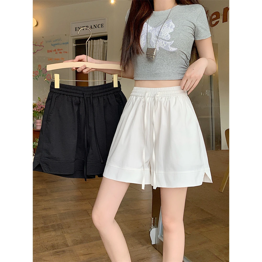 夏季新款休闲冰丝山本短裤女宽松阔腿中裤五分短裤5557#