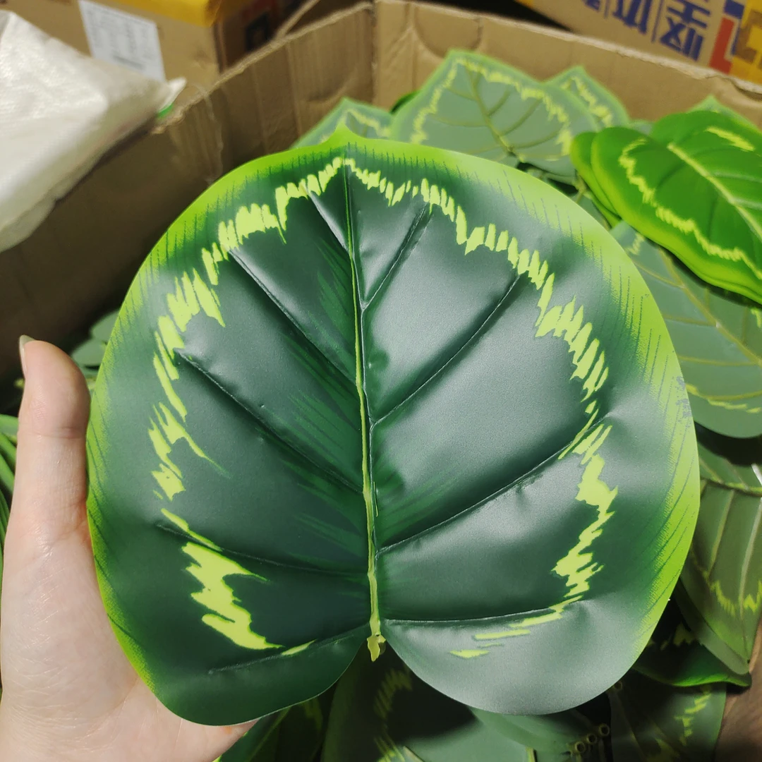 仿真孔雀叶叶子过胶叶滴水观音叶子大片装饰假叶子树叶植物墙