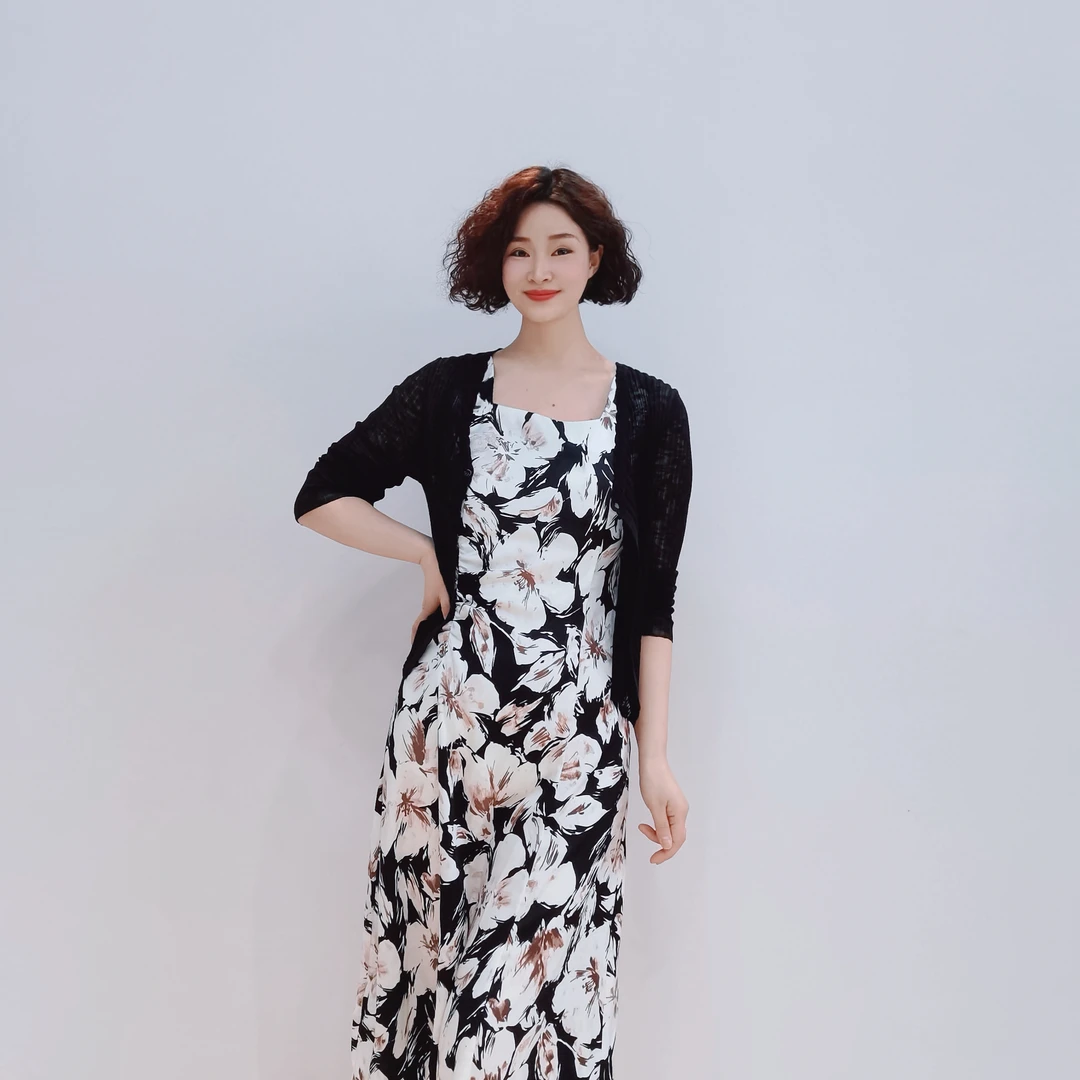 3113 春季新款时尚复古印花显瘦气质通勤百搭套裙