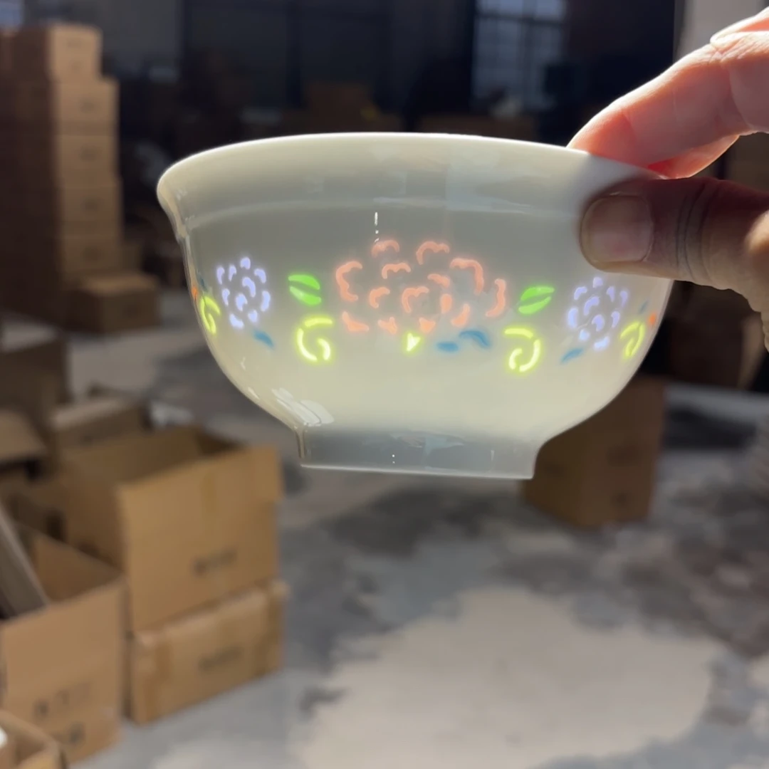 玉瓷景德镇陶瓷米饭碗微瑕两只