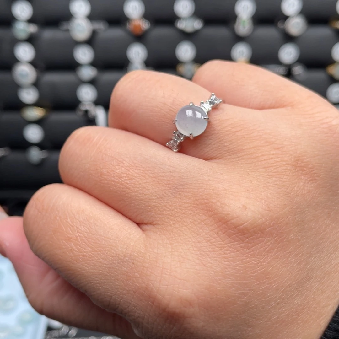 翡翠戒指银S925镶嵌戒指