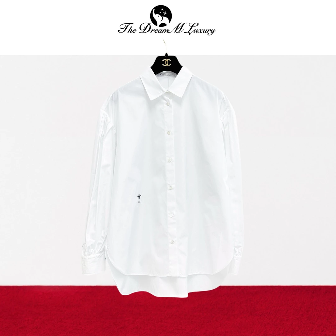 99新 DIOR/迪奥 F38码小蜜蜂刺绣经典白色衬衫