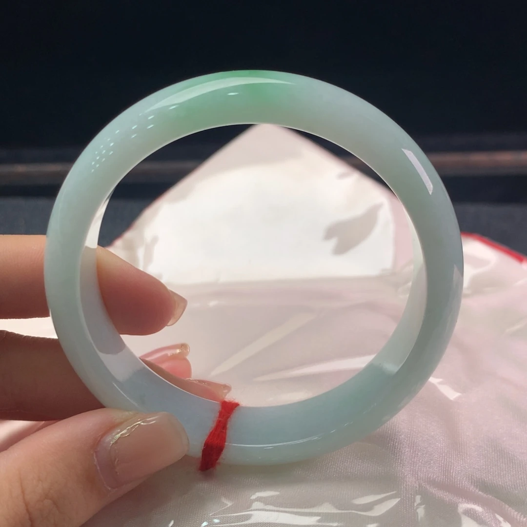 未镶嵌手镯翡翠缅甸A货翡翠 宽版阳绿正圈57 58