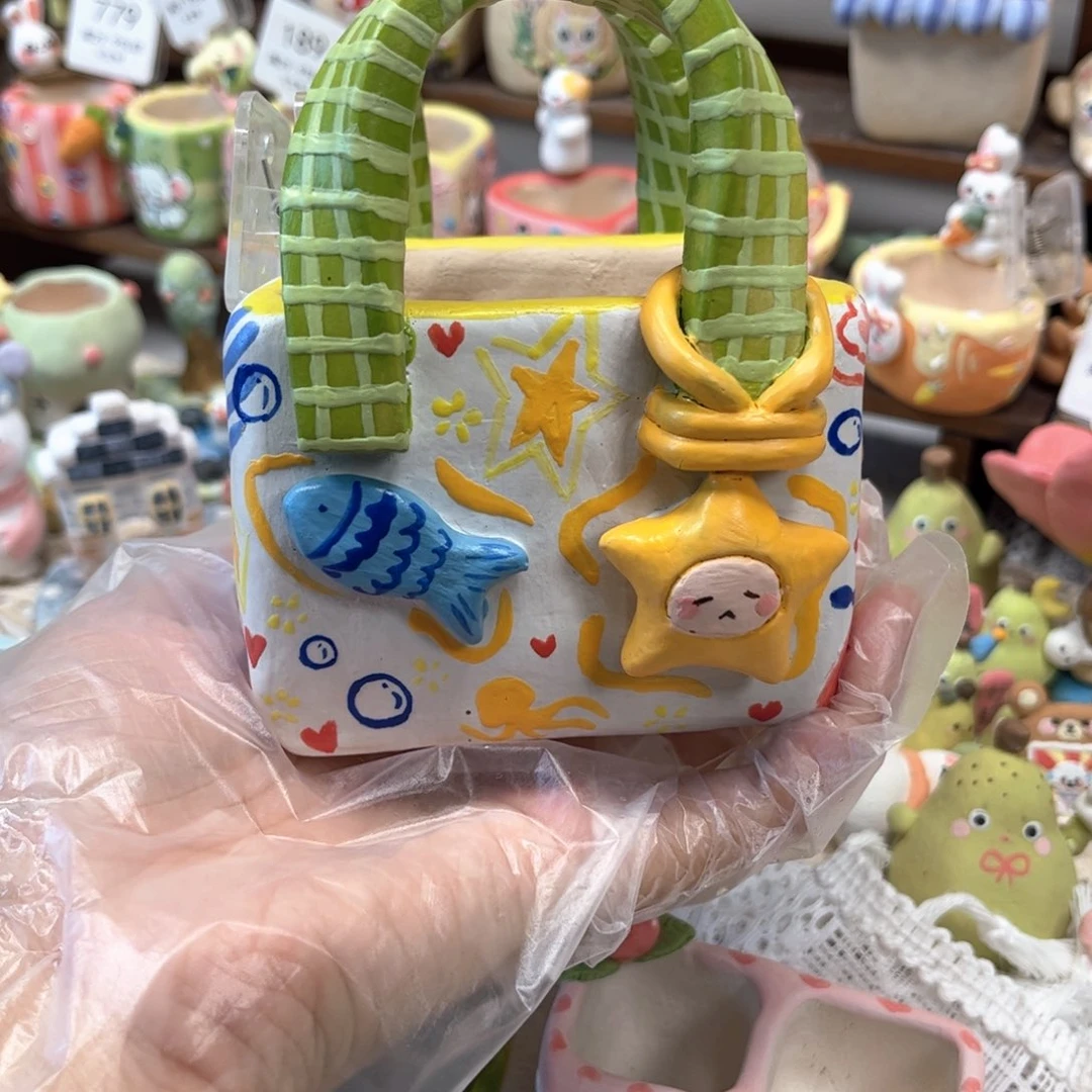 111购物袋花盆手绘花盆