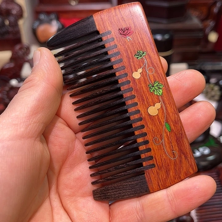 黄花梨/降香黄檀红木插齿梳子
