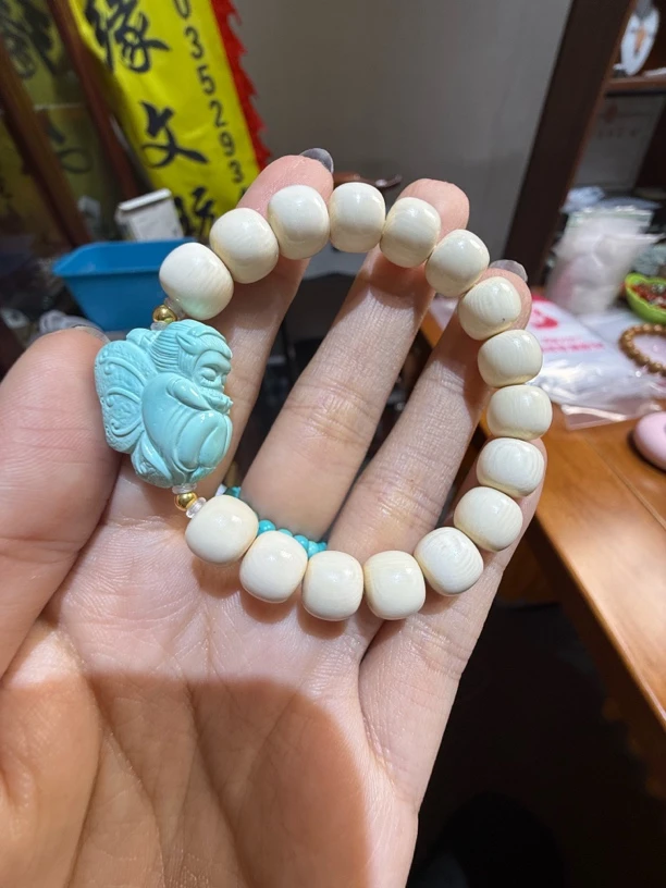 天然猛犸牙老型珠手串