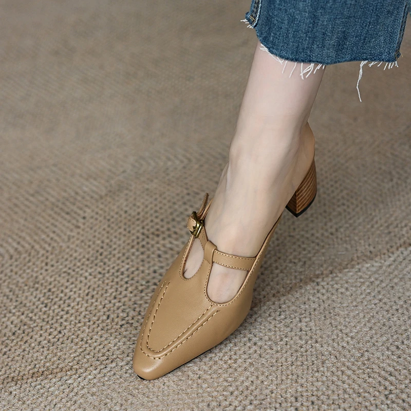 100%纯牛皮里外全真皮高跟鞋拖鞋女款2025新款爆款百搭裙子凉鞋女