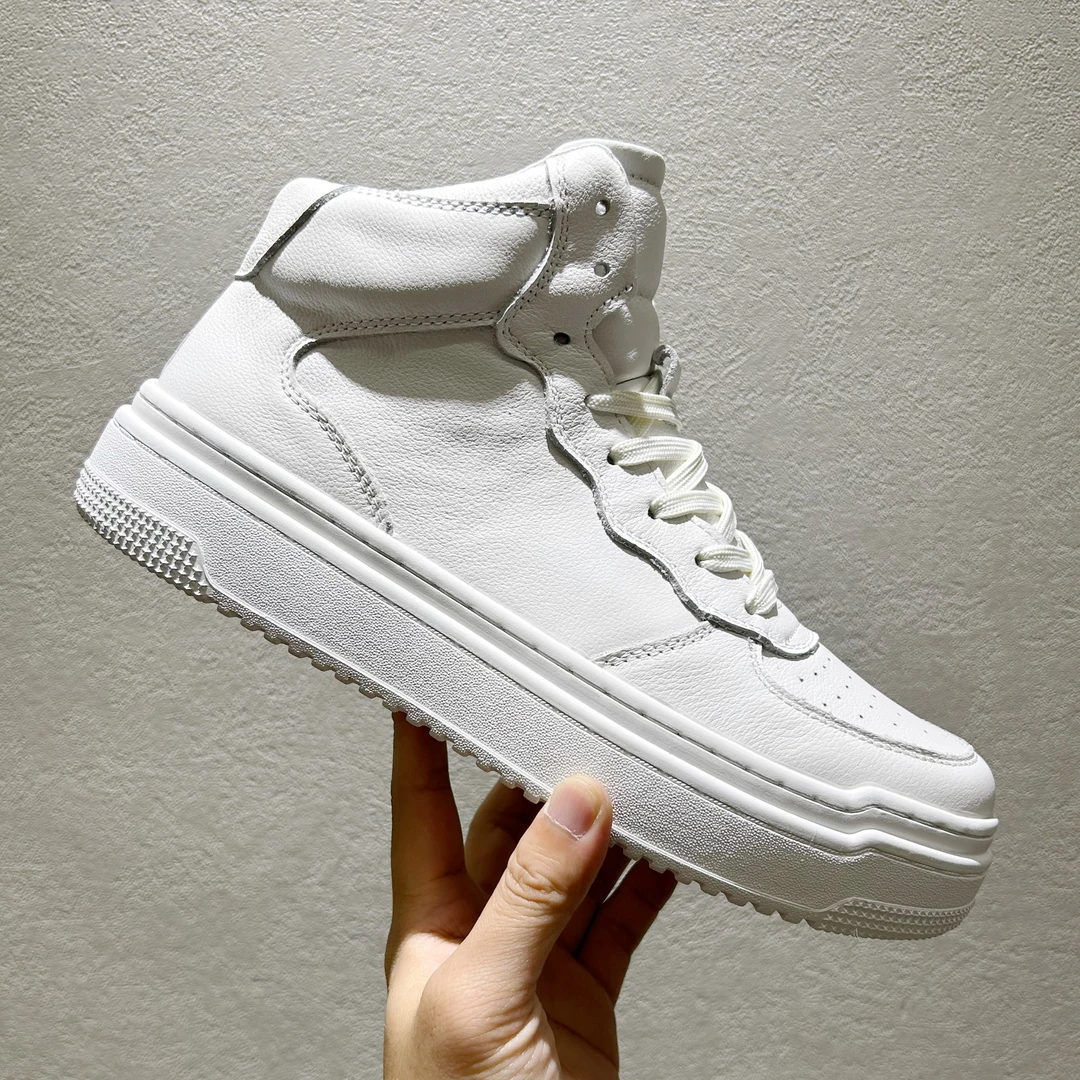 SHIKANGDA/石康达新款头层牛皮高帮休闲小白鞋男士百搭休闲板鞋