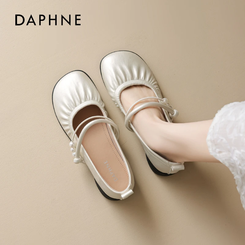 达芙妮浅口单鞋女夏季2025新款外穿平底玛丽珍女鞋绝美不累脚凉鞋