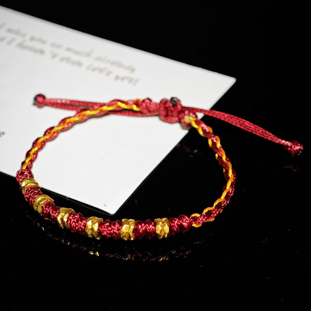 24K金手绳红编织百搭80号K00