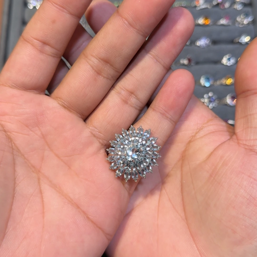 银S925镶嵌海蓝宝石戒指