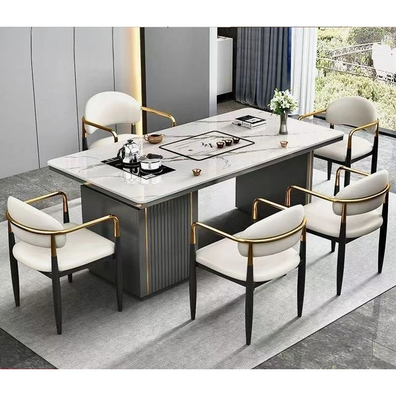 岩板茶桌一体一整套轻奢现代简约家用办公多功能茶台椅泡茶阳台家