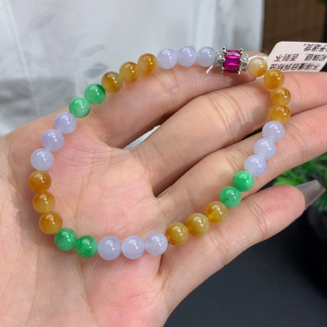 翡翠手链未镶嵌卡5.6冰胶多宝手串