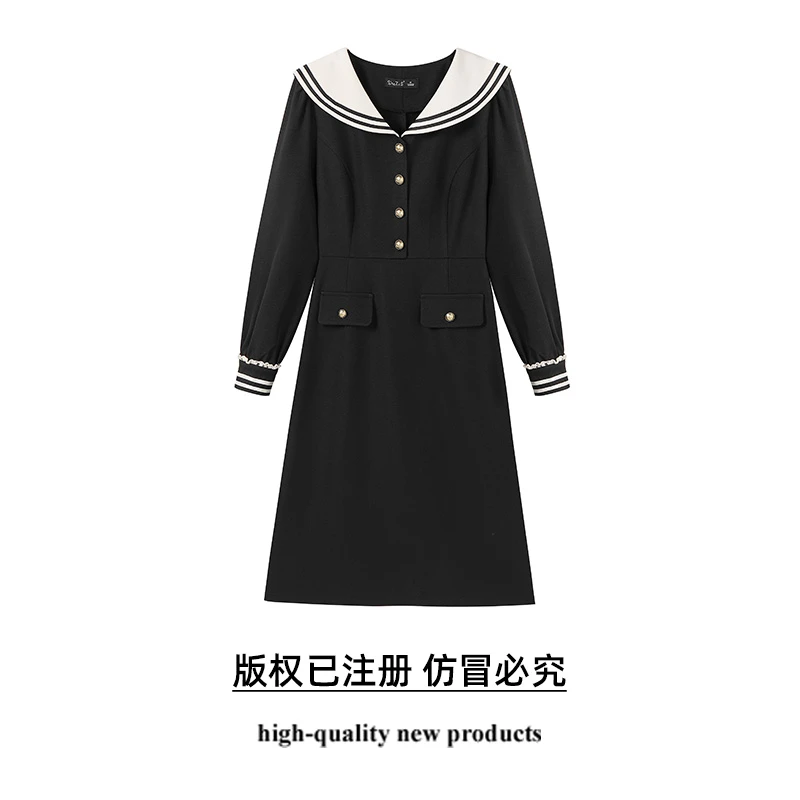 奢姿大码女装2025春季减龄海军领简约连衣裙胖妹妹时尚学院风裙子