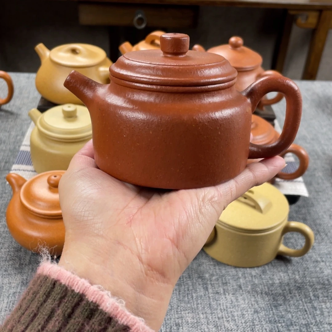 茶壶紫砂红降坡德钟全手纯红20目200手工泥