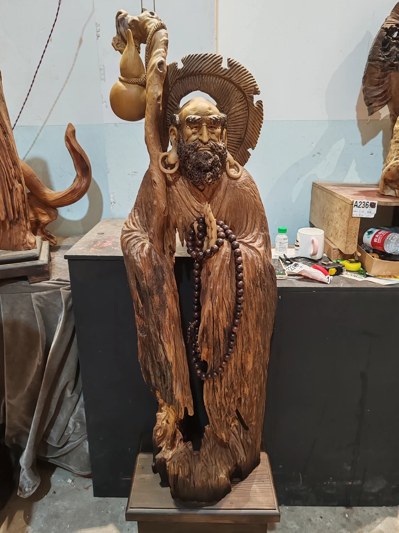 木根雕工艺品摆件（达摩-黄杉木）