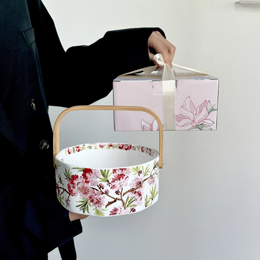 高颜值水果盘客厅家用果篮陶瓷餐具小吃碟干果盘乔迁伴手礼品回礼