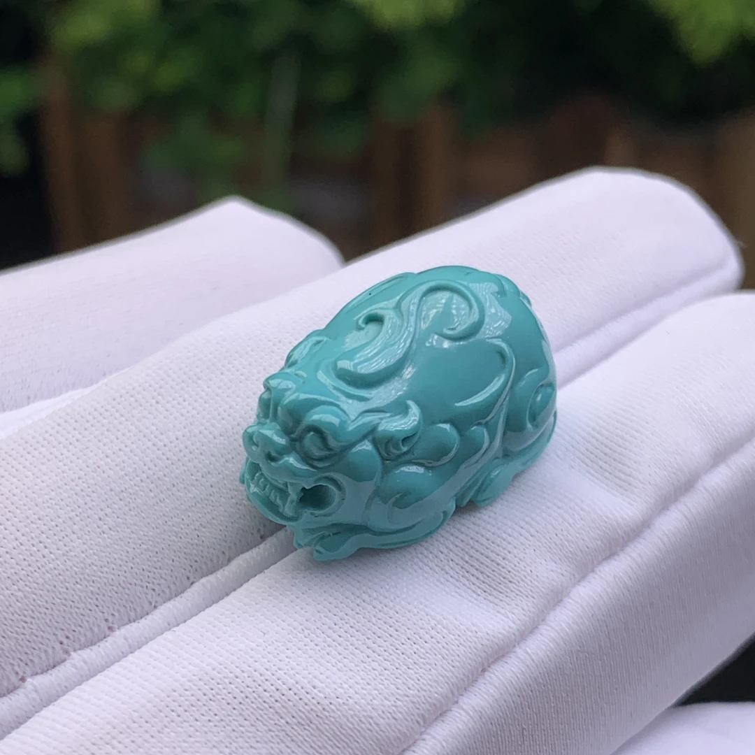 杨家绿松石原矿瓷釉级玉化料精工雕刻貔貅挂坠吊坠百搭款