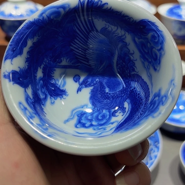 悦***+青花手工手绘杯子