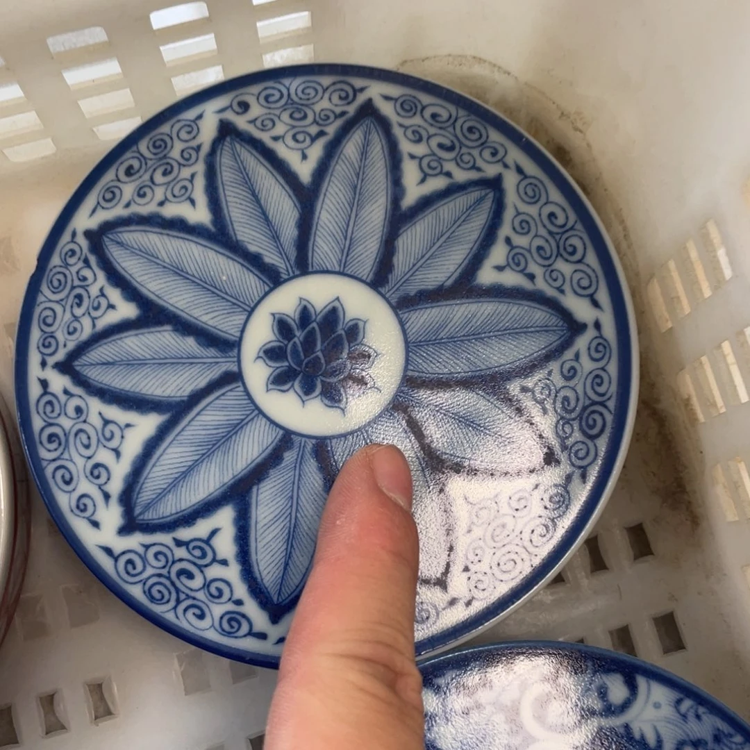 瓷片景德镇青花芭蕉叶盖置