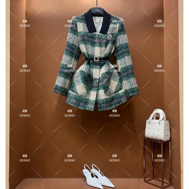 【露】秋冬小香风时气质尚设计师中长款羽绒服 QD-2025667