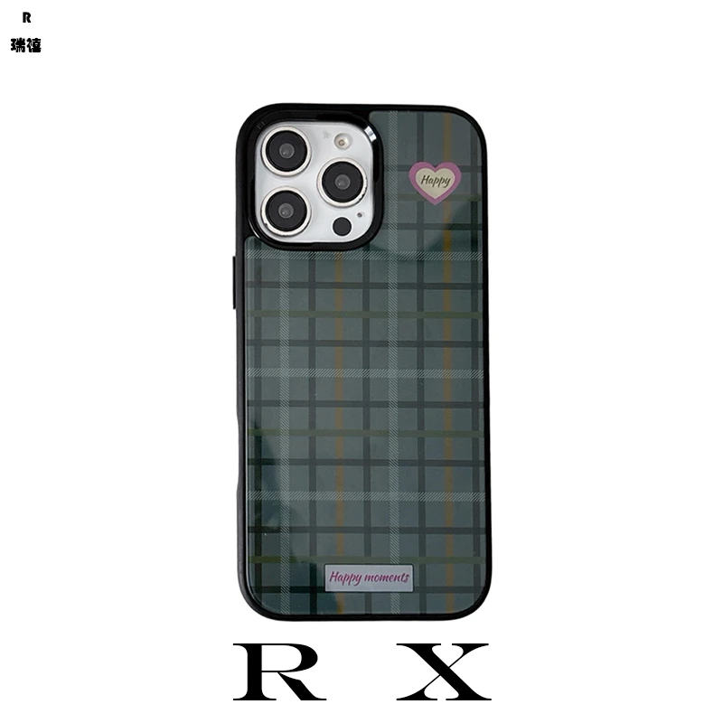 适用苹果16promax磁吸手机壳新款iPhone15pro女款14格子系列绿格