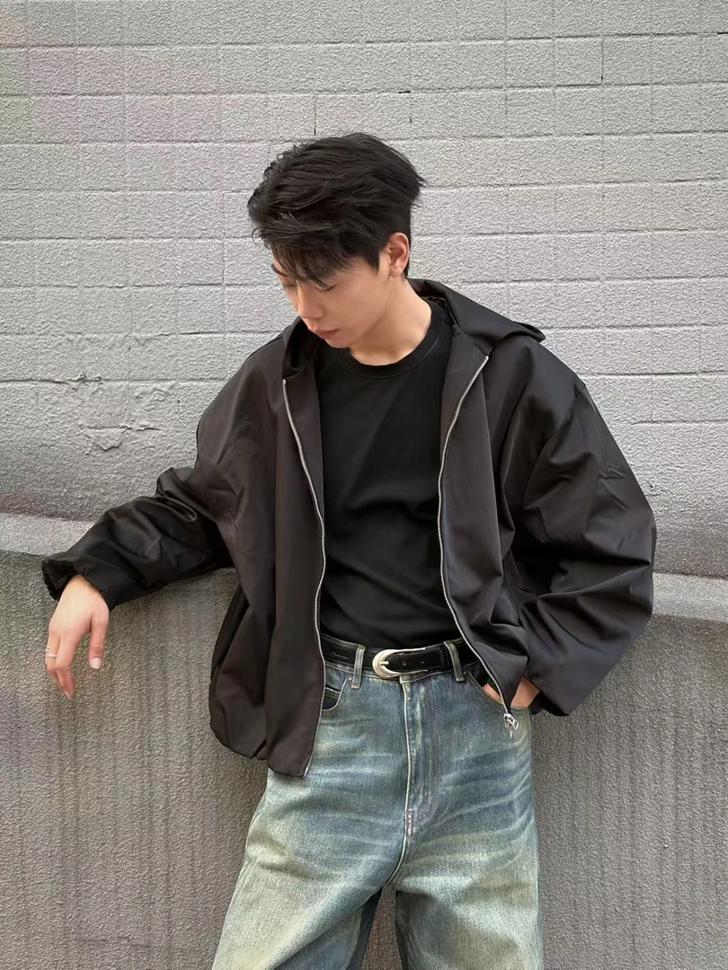 短款冲锋衣拼接保暖连帽标准厚款棉服带帽男士户外