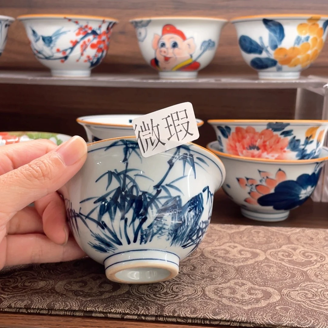 釉下手绘茶具微瑕