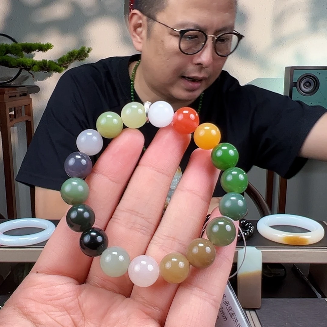 和田玉未镶嵌手链卡12mm多宝